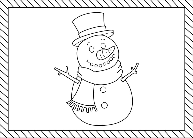Card Snowman Coloring Page