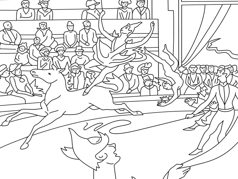 Seurat - The Circus Coloring Page