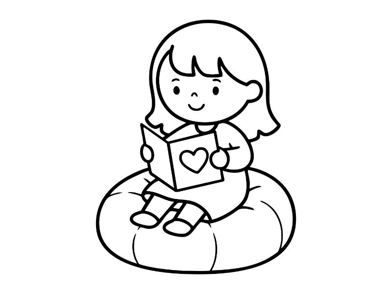 Heart Reading Coloring Page