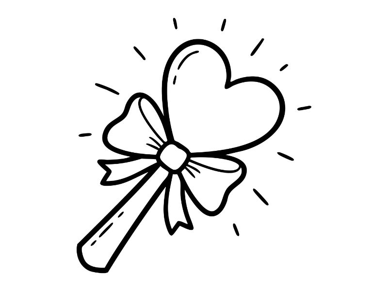 Heart Wand Coloring Page