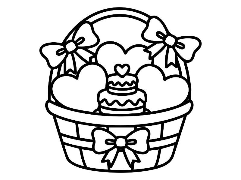 Heart Basket Coloring Page