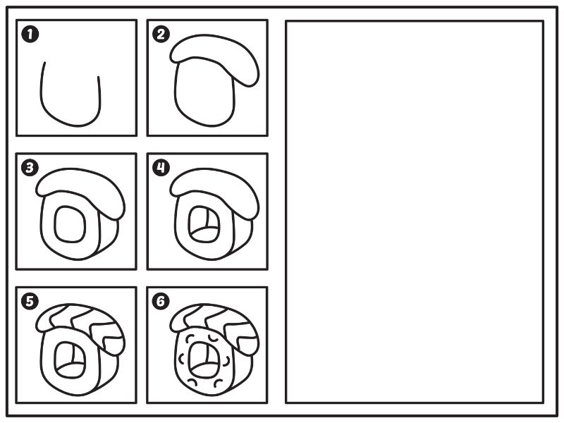 How to draw Sushi Roll Coloring Page
