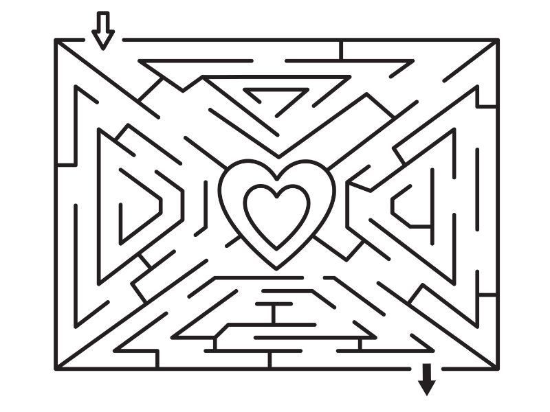 HeartMaze Coloring Page