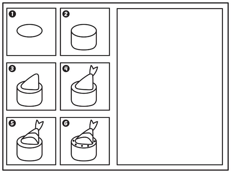 How to draw Tempura Shrimp Roll Coloring Page