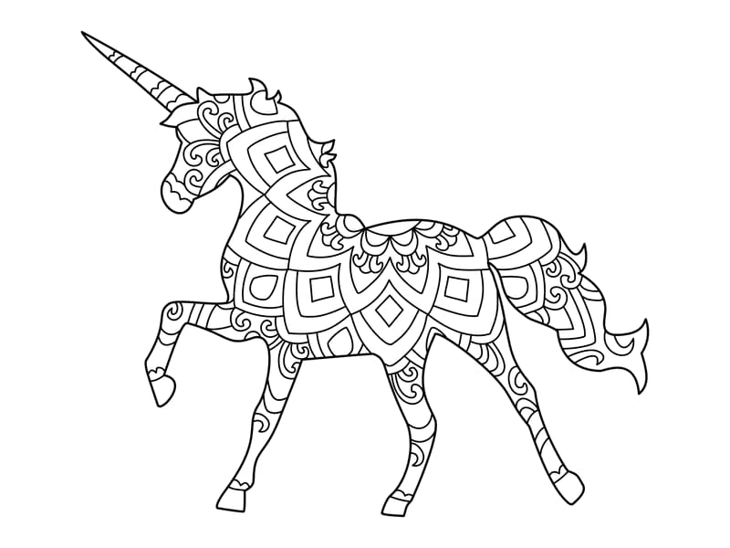 Unicorn Mandala Body Coloring Page