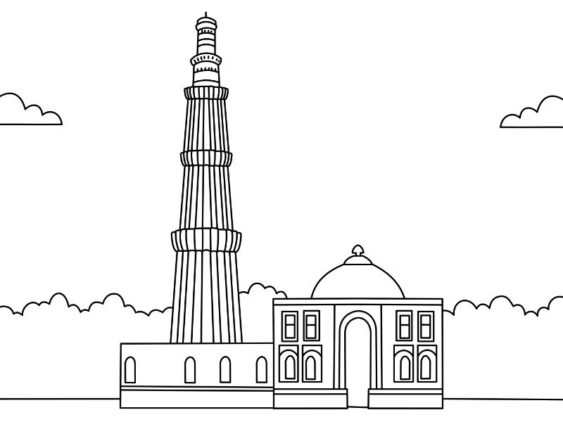 Qutb Minar Coloring Page