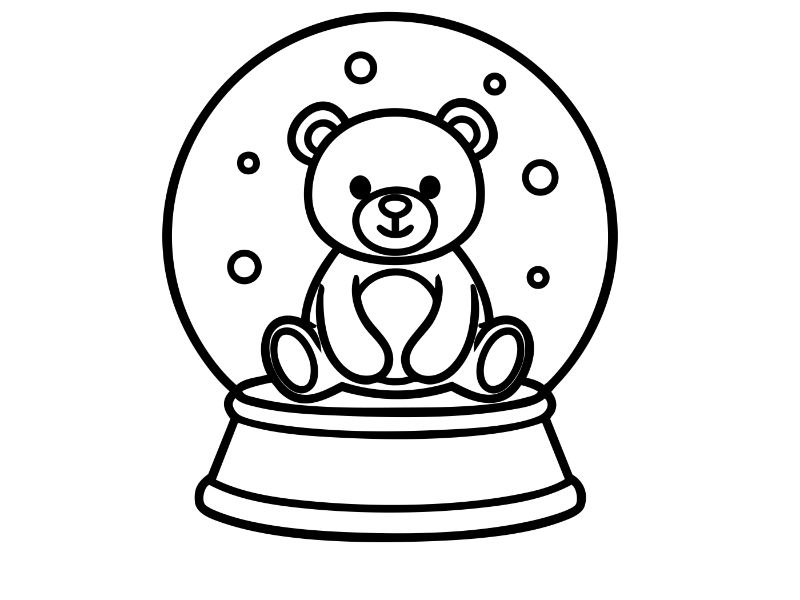 Bear Snow Globe Coloring Page