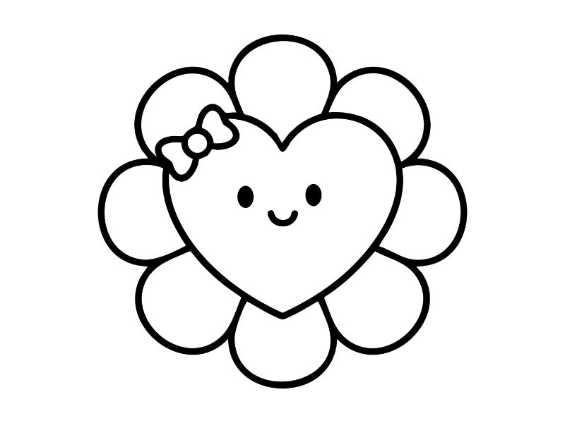 Heart Flower Coloring Page