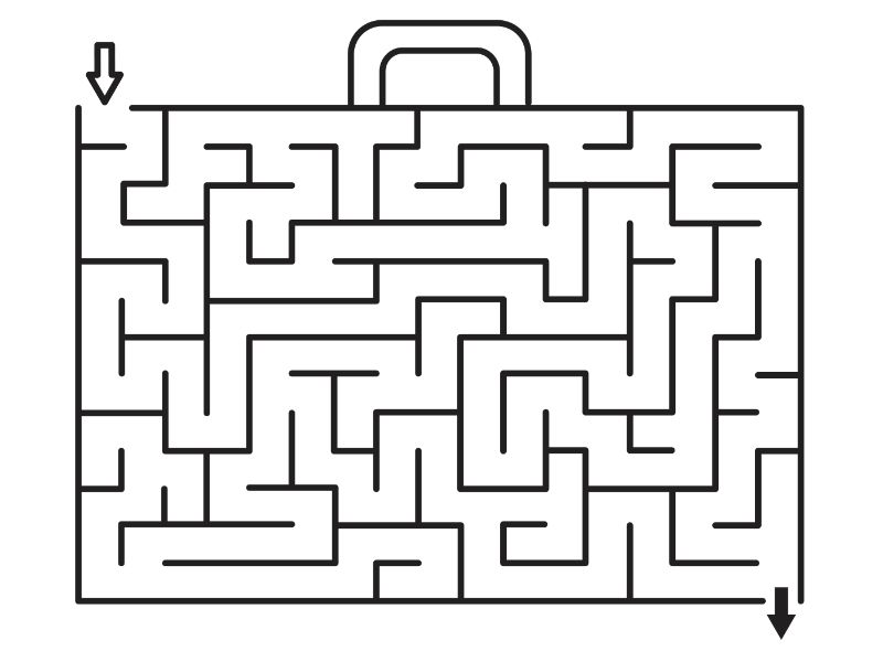 Maze Suitcase Coloring Page