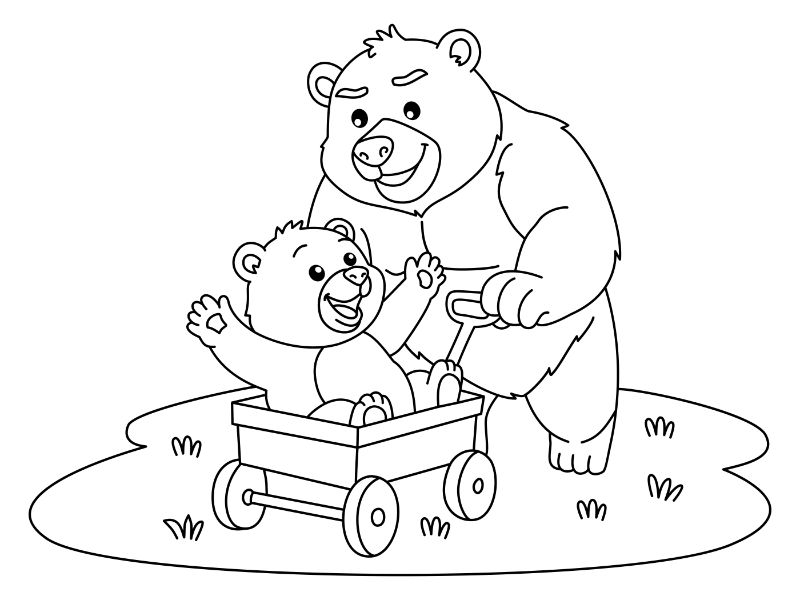 Bear Dad Coloring Page