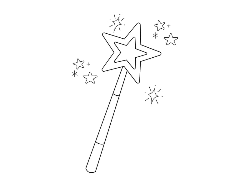 Magic Wand with Star Coloring Page