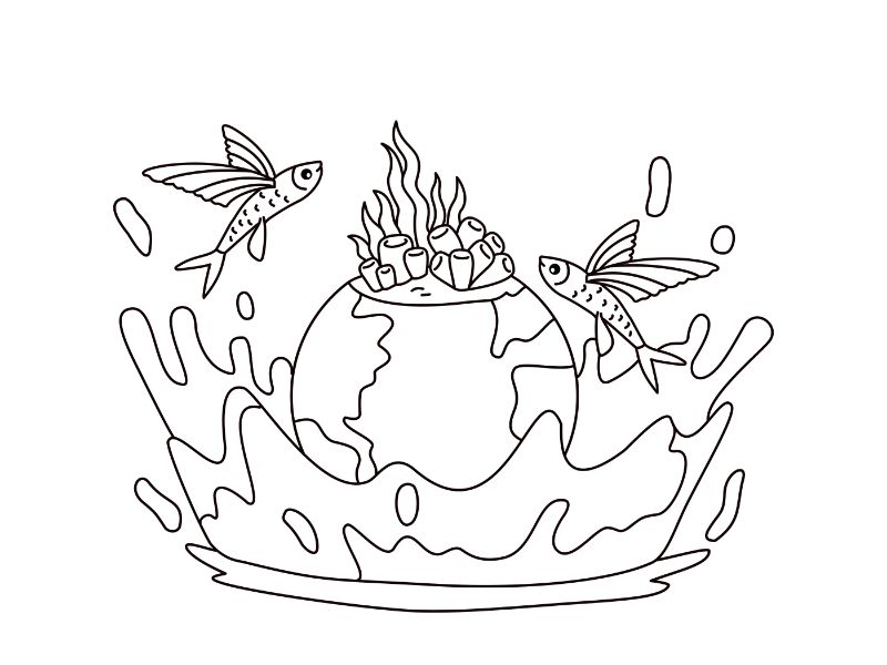Flying Fish Coloring Page