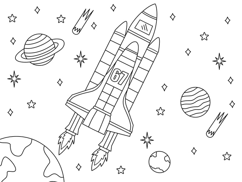 67 Rocket Coloring Page