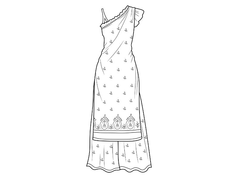 Indian Traditional Dress Coloring Page