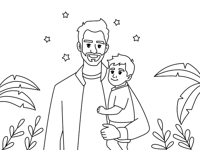 Father and Son Coloring Page