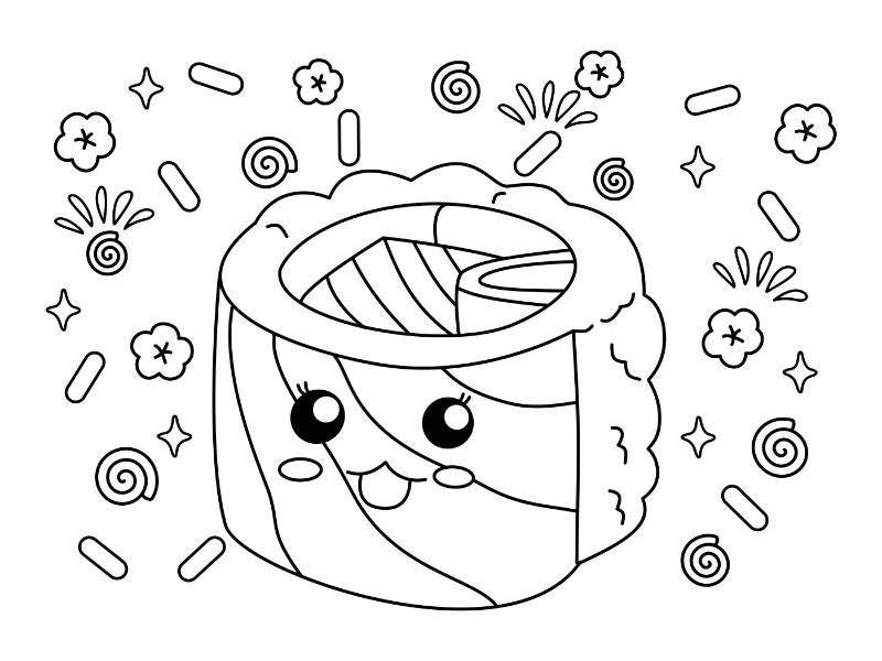 Sushi Roll Coloring Page