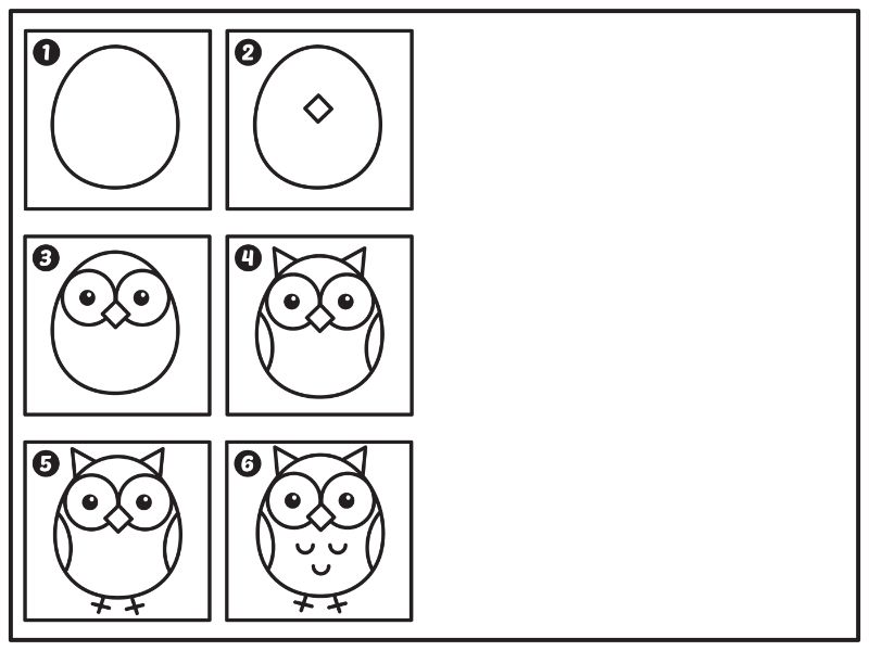 Learn to Draw an Owl Coloring Page