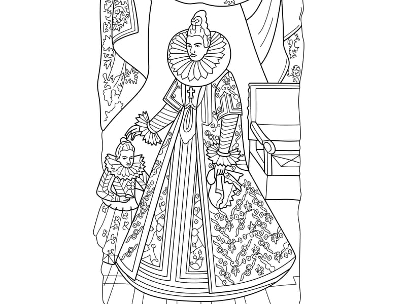 The Infanta Isabella Claire Eugenie - Frans Pourbus the Younger Coloring Page