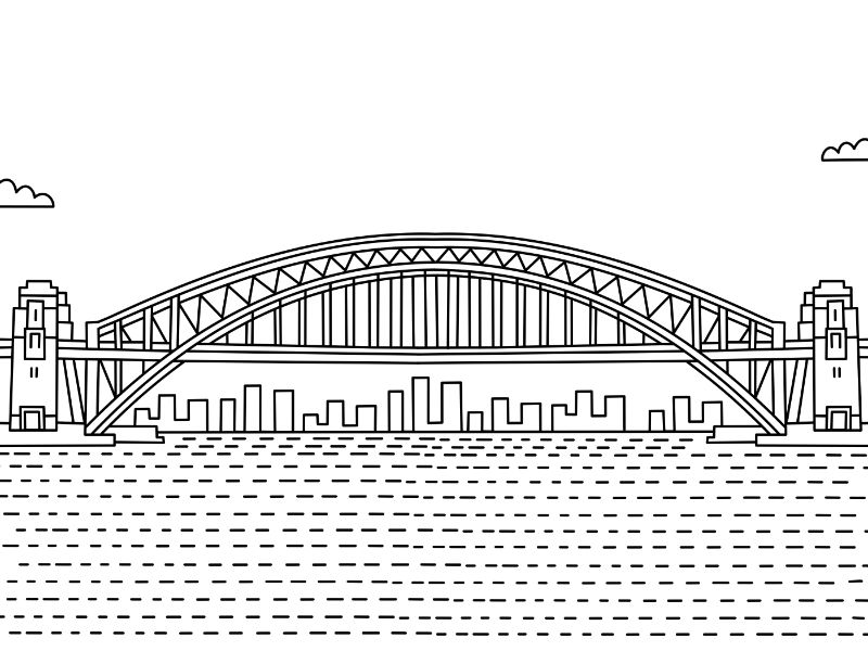 Sydney Harbour Bridge Coloring Page