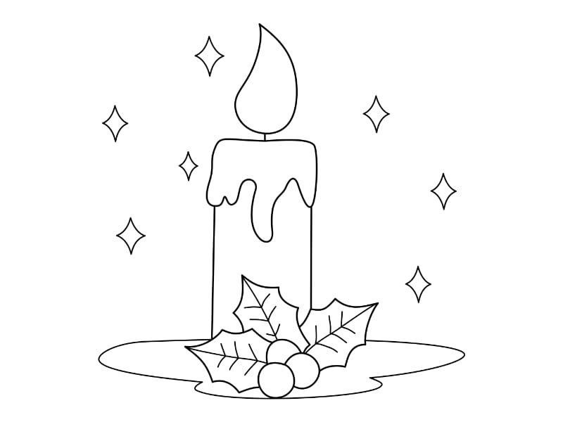 Holiday Candle Coloring Page
