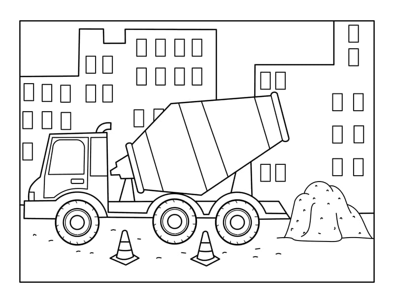 Cement Truck Coloring Page