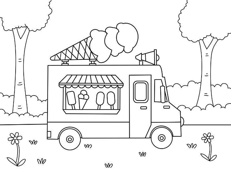 Ice Cream Van Coloring Page
