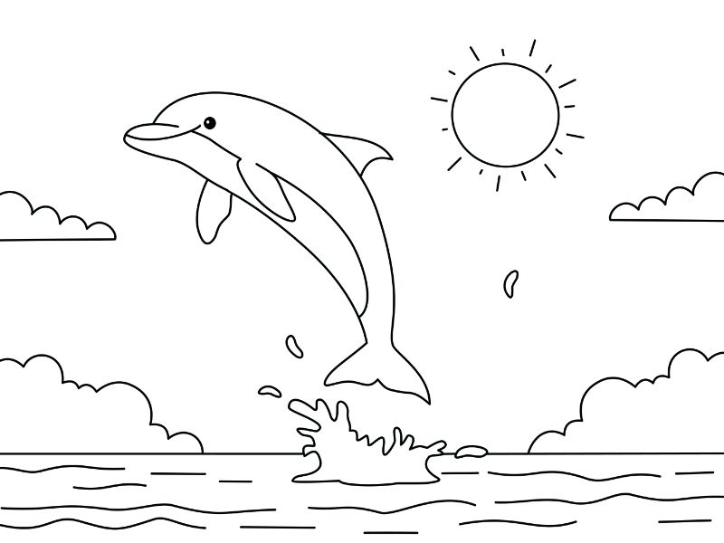 Dolphin Jump Coloring Page