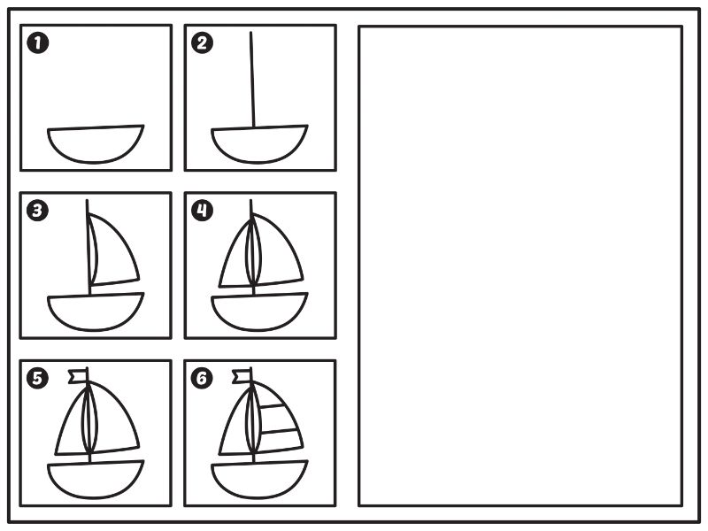 Learn to Draw a Boat Coloring Page