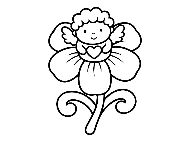 Flower Angel Coloring Page