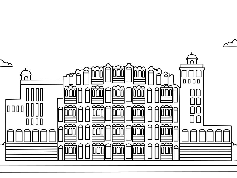 Hawa Mahal Coloring Page