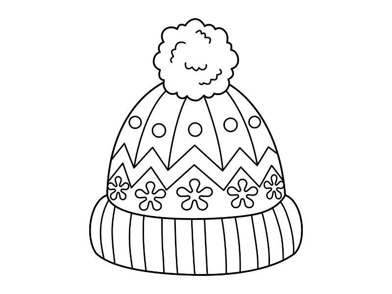Knitted Hat Coloring Page