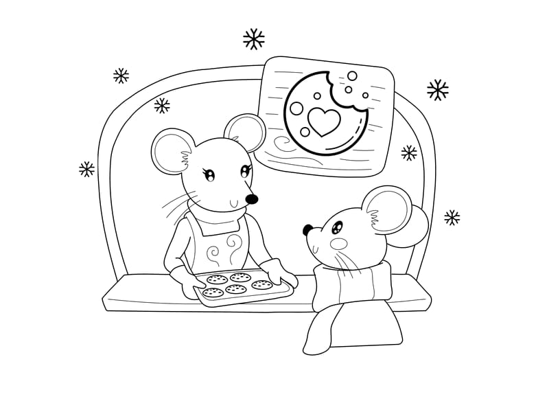 Cookies Mouse Coloring Page