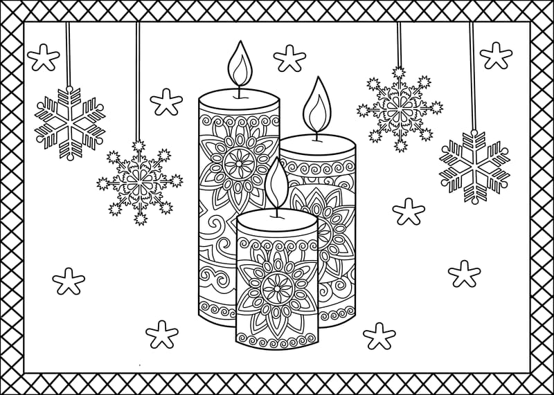 Card Candle Ornaments Coloring Page