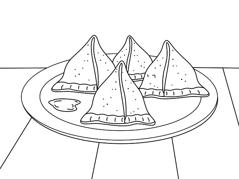 Samosa Coloring Page