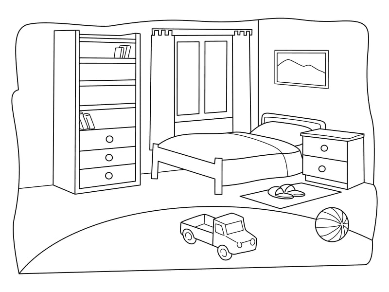 Boys Room Coloring Page