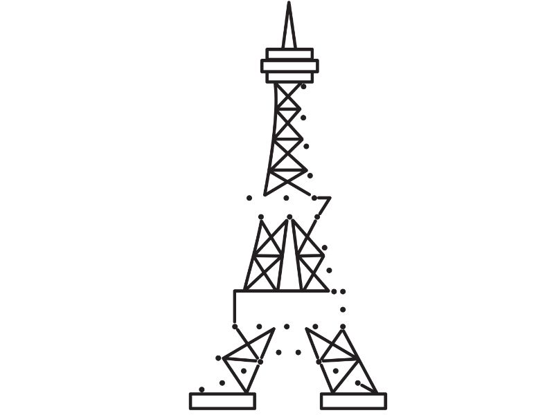 Connect Dots Eiffel Towere Coloring Page