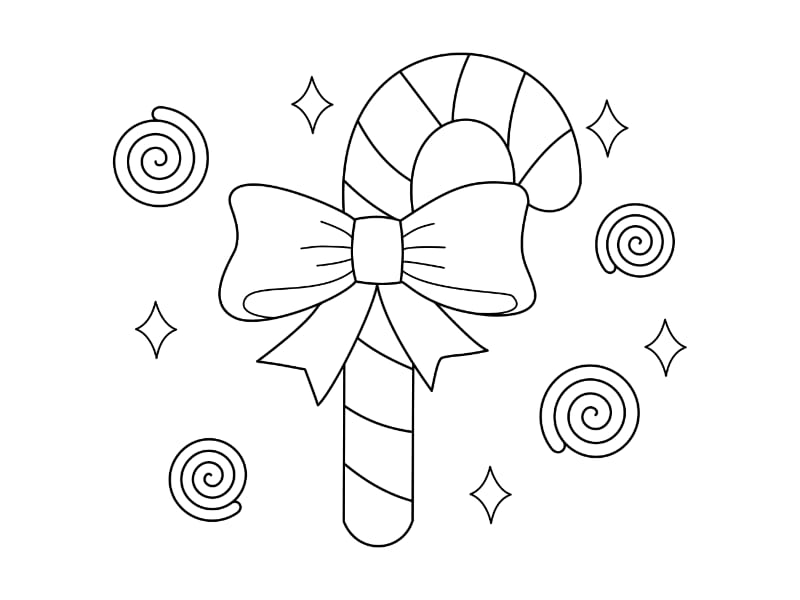 Holiday Candycane Coloring Page