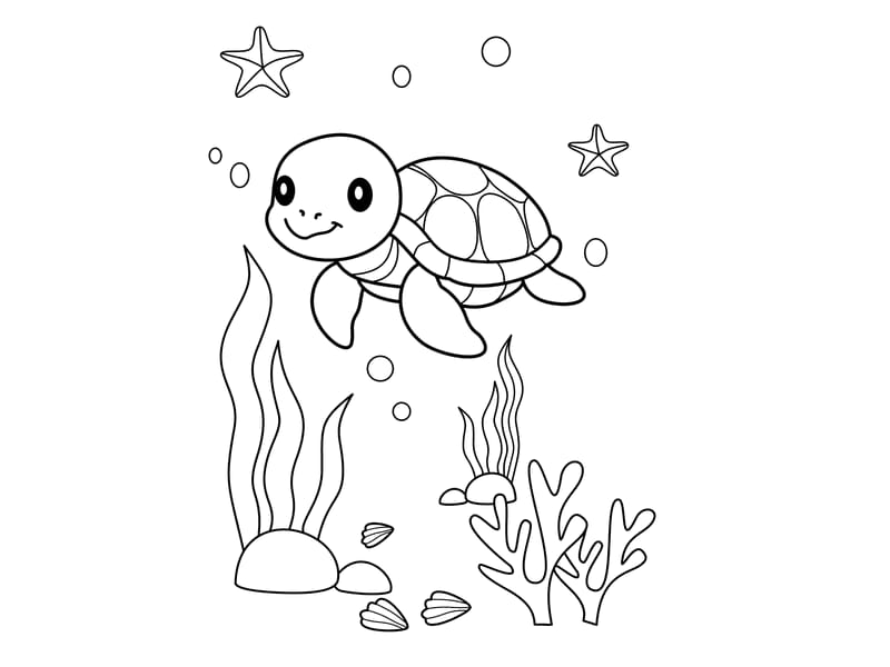 Turtle Baby Coloring Page