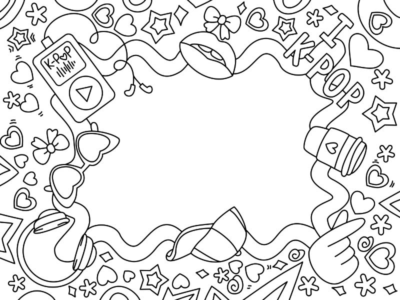 KPOP Photo Frames Coloring Page