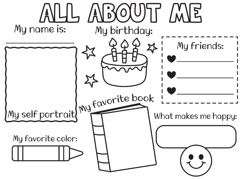 All About Me Coloring Page