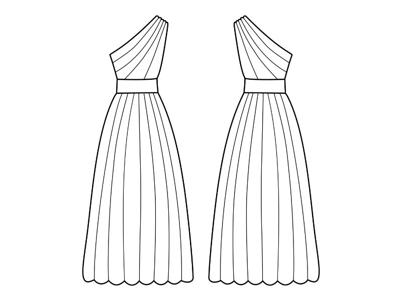 One Shoulder Dress Coloring Page