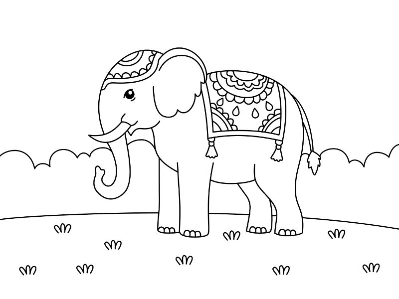 Indian Elephant Coloring Page