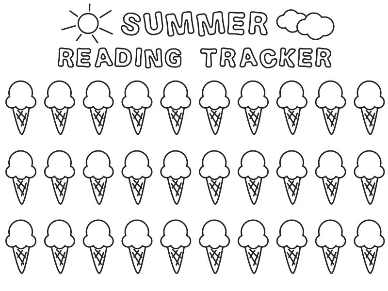 Summer Reading Ice Cream Calendar Coloring Page
