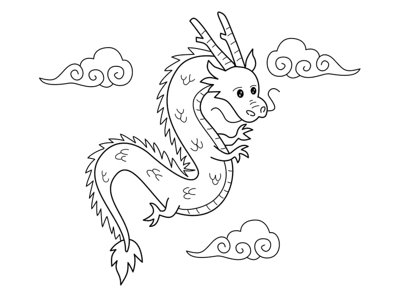 Asian Dragon Coloring Page