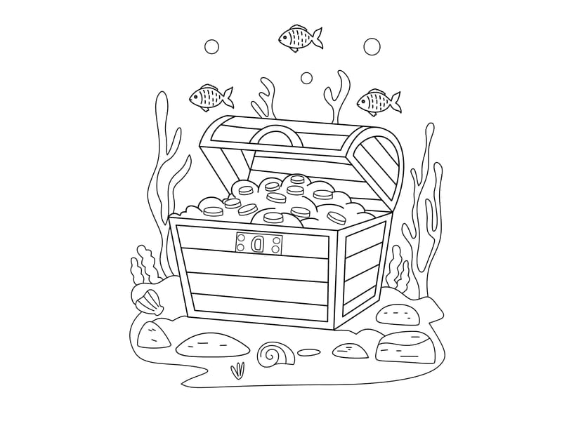 Treasure Chest Coloring Page