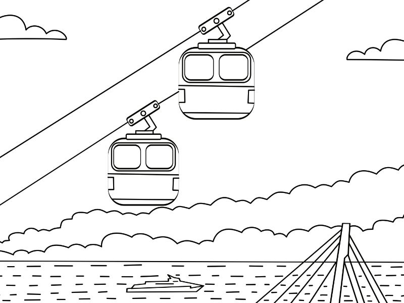 Cable Car Coloring Page