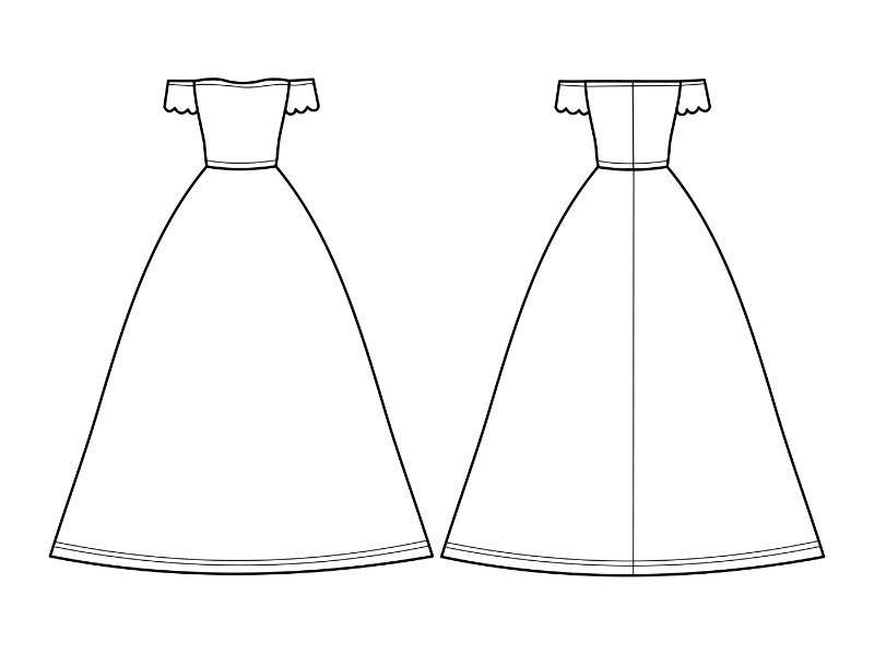 Simple Wedding Gown Coloring Page