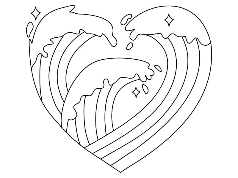 I love Waves Coloring Page