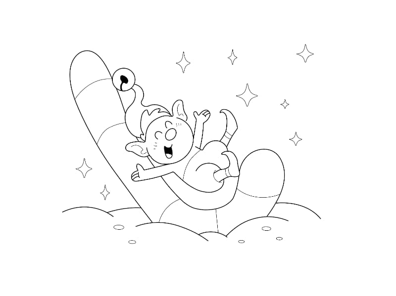 Elf Candy Cane Coloring Page