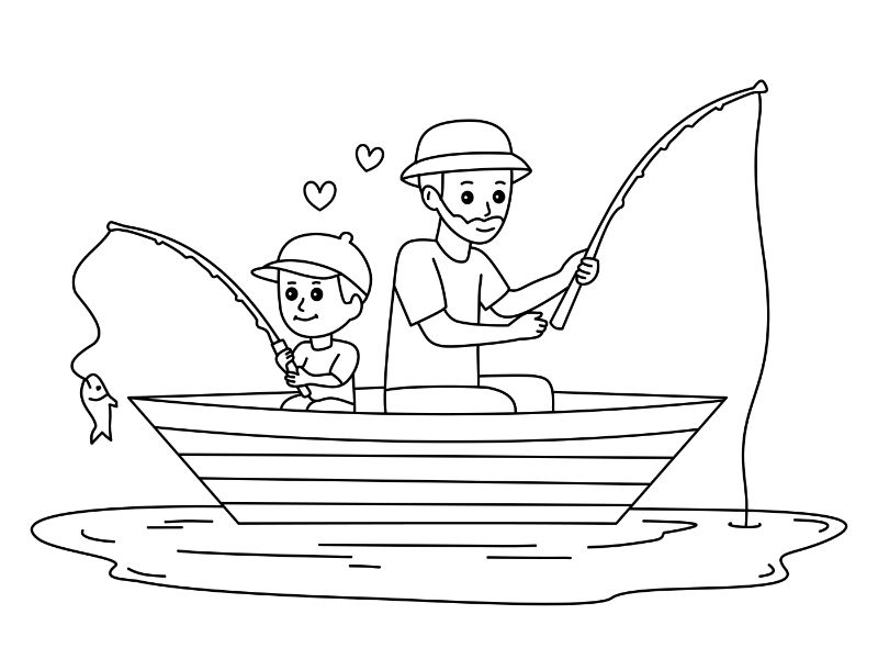 Fishing with Dad Coloring Page